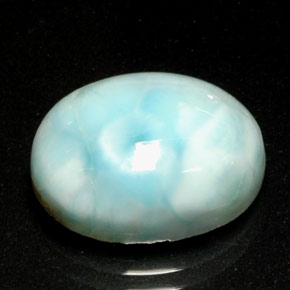 Larimar azul natural de 7,39 ct, corte óvalo, opaco