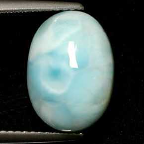 Larimar azul natural de 7,39 ct, corte óvalo, opaco
