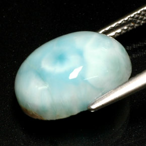 Larimar azul natural de 7,39 ct, corte óvalo, opaco