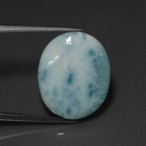 Larimar azul natural de 12,07 ct, corte óvalo, opaco