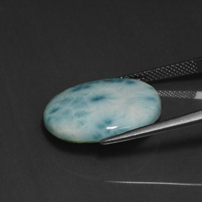 Larimar azul natural de 12,07 ct, corte óvalo, opaco