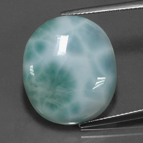 Larimar azul natural de 19,66 ct, corte óvalo, opaco