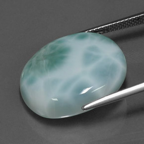 Larimar azul natural de 19,66 ct, corte óvalo, opaco