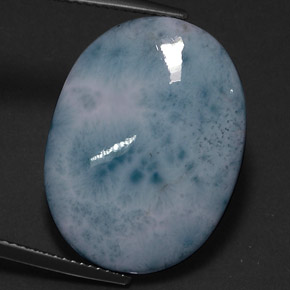 Larimar azul natural de 17,92 ct, corte óvalo, opaco