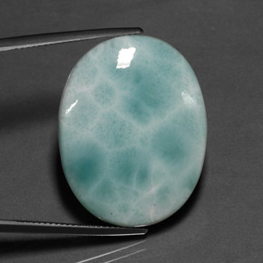 Larimar azul natural de 31,53 ct, corte óvalo, opaco