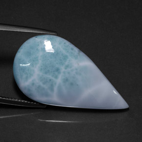 Larimar azul natural de 20,12 ct, en forma de pera, opaco