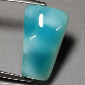 Larimar verde azulado natural de 13,77 ct, forma elegante, opaco