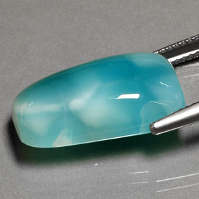 Larimar verde azulado natural de 13,77 ct, forma elegante, opaco