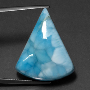 Larimar azul natural de 31,71 ct, forma elegante, opaco