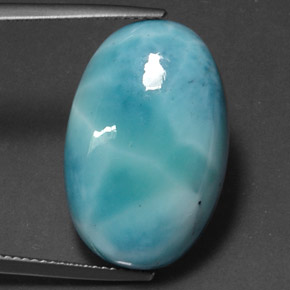 Larimar azul natural de 25,59 ct, corte óvalo, opaco
