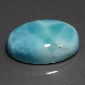 Larimar azul natural de 25,59 ct, corte óvalo, opaco