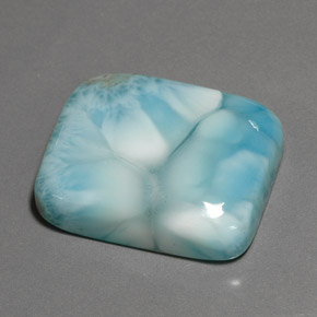 Larimar azul natural de 48,62 ct, corte cojín, opaco