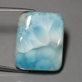 Larimar azul natural de 48,62 ct, corte cojín, opaco