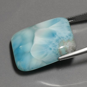 Larimar azul natural de 48,62 ct, corte cojín, opaco
