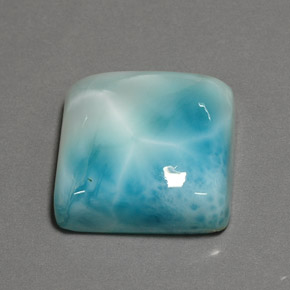 Larimar azul natural de 25,97 ct, corte cojín, opaco