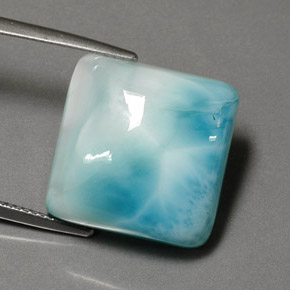 Larimar azul natural de 25,97 ct, corte cojín, opaco