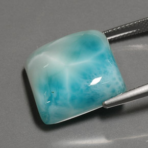 Larimar azul natural de 25,97 ct, corte cojín, opaco