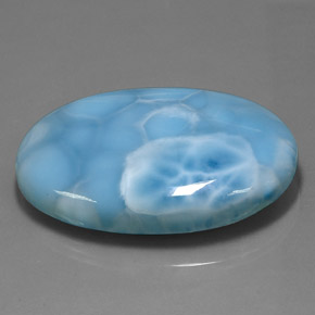 Larimar azul natural de 149,60 ct, corte óvalo, opaco