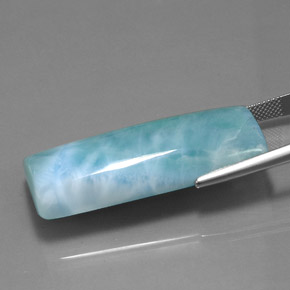 Larimar azul natural de 60,74 ct, baguette, opaco