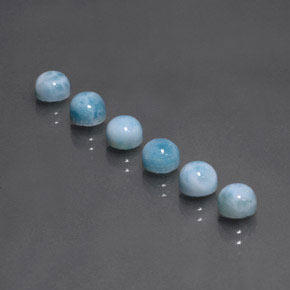 Gemas de larimar azul natural de  ct, corte redondo, opaco