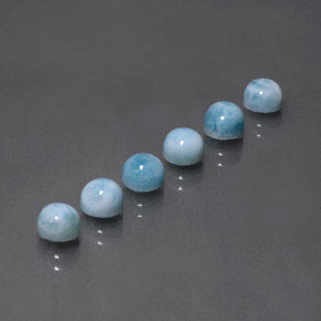 Gemas de larimar azul natural de  ct, corte redondo, opaco