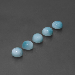 Gemas de larimar azul natural de  ct, corte redondo, opaco