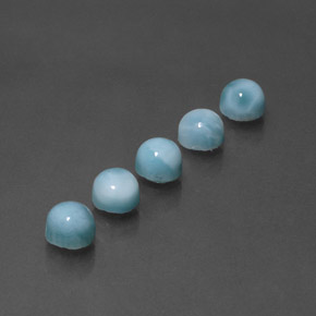 Gemas de larimar azul natural de  ct, corte redondo, opaco