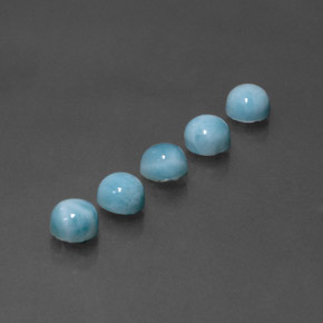 Gemas de larimar azul natural de  ct, corte redondo, opaco