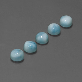 Gemas de larimar Azul natural de  ct, Corte Redondo, Opaco