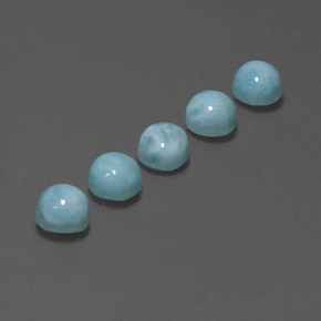 Gemas de larimar azul natural de  ct, corte redondo, opaco