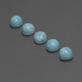 Gemas de larimar azul natural de  ct, corte redondo, opaco
