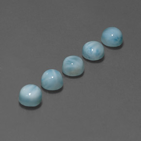 Gemas de larimar Azul natural de  ct, Corte Redondo, Opaco