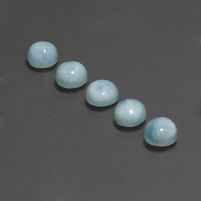 Gemas de larimar azul natural de  ct, corte redondo, opaco