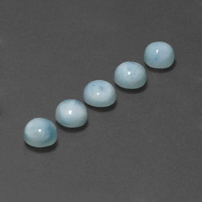Gemas de larimar azul natural de  ct, corte redondo, opaco