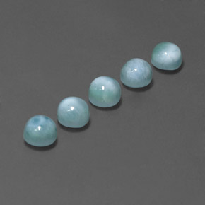 Gemas de larimar azul natural de  ct, corte redondo, opaco