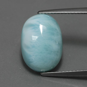 Larimar azul natural de 7,33 ct, corte óvalo, opaco