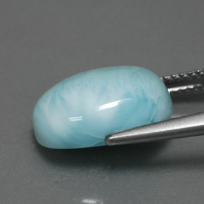 Larimar azul natural de 7,33 ct, corte óvalo, opaco