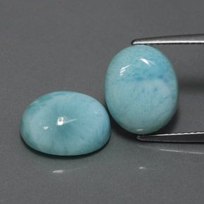 Gemas de larimar azul natural de  ct, corte óvalo, opaco