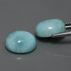 Gemas de larimar azul natural de  ct, corte óvalo, opaco