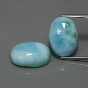 Gemas de larimar azul natural de  ct, corte óvalo, opaco