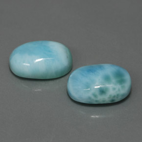 Gemas de larimar azul natural de  ct, corte óvalo, opaco