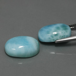 Gemas de larimar azul natural de  ct, corte óvalo, opaco