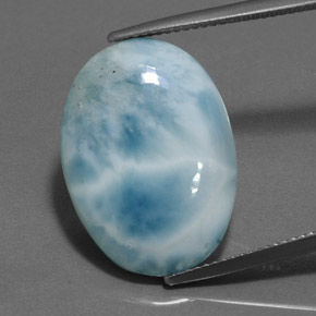 Larimar azul natural de 18,44 ct, corte óvalo, opaco