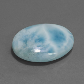 Larimar azul natural de 18,44 ct, corte óvalo, opaco