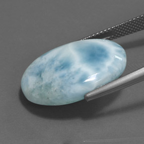 Larimar azul natural de 18,44 ct, corte óvalo, opaco