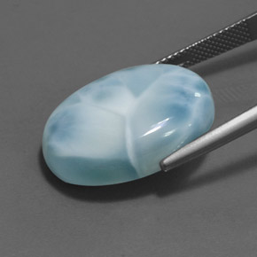 Larimar azul natural de 24,16 ct, corte óvalo, opaco
