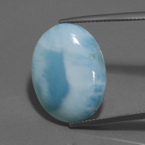 Larimar azul natural de 15,89 ct, corte óvalo, opaco