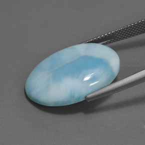 Larimar azul natural de 15,89 ct, corte óvalo, opaco