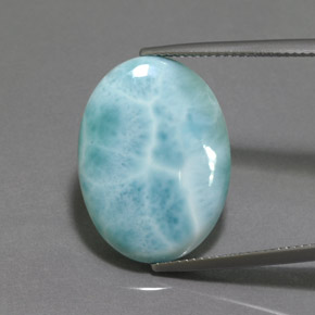 Larimar azul natural de 15,50 ct, corte óvalo, opaco