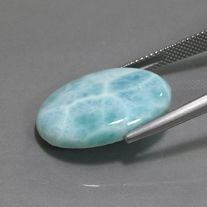 Larimar azul natural de 15,50 ct, corte óvalo, opaco